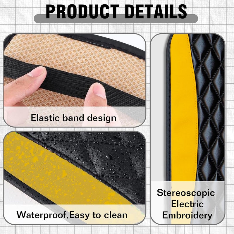 Couslcd Auto Center Console Pad, Universal Waterproof Armrest Seat Box Cover, Car Interior Accessories, Leather Auto Armrest Cover Protector for Most Vehicle, SUV, Truck (Yellow) - Image 5